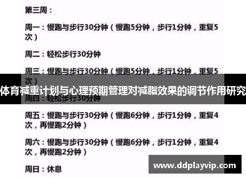 体育减重计划与心理预期管理对减脂效果的调节作用研究
